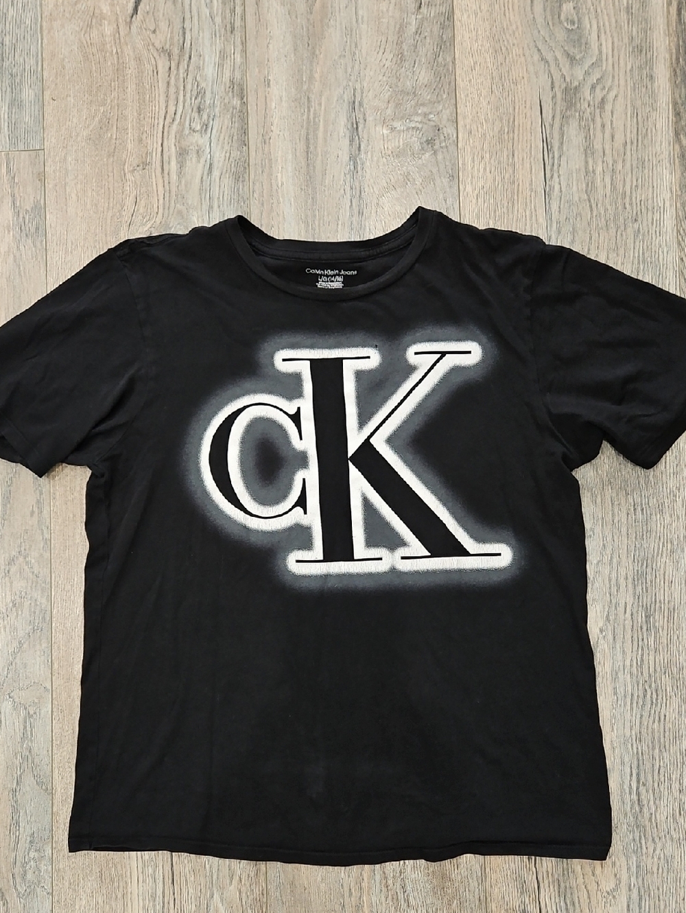 Calvin Klein Womens 14/16 Large Black 'cK' Logo Tee